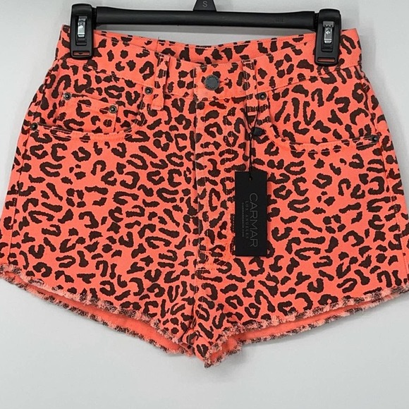 CARMAR ANIMAL PRINT TRENDY CHIC DENIM SHORTS SIZE 26